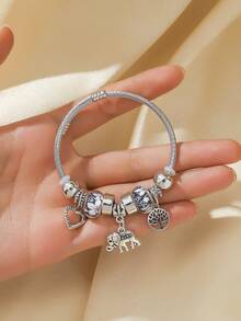 Brazalete de mujer de novia con forma de elefante y strass, un brazalete lujoso adecuado para fiestas, banquetes y bailes. - Plata 80527201 - Ver 15