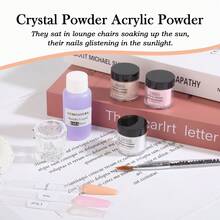 亚克力美甲套装 - 透明/裸色/粉色亚克力粉和液体套装，含亚克力美甲刷，持久耐用，专业DIY亚克力美甲，新手友好型亚克力美甲套装，6件套 - 彩色 - 查看 3