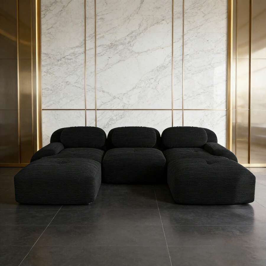 Sofas & Couches - Black + Corduroy + 3 Seat - View 1