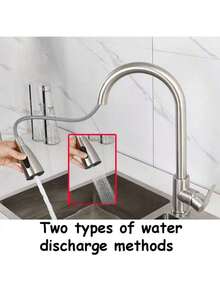 1个现代银色304不锈钢多功能水龙头，多种出水模式，适用于浴室洗手盆、阳台、洗衣房、卫生间、厨房水槽，可伸缩，适用于家庭、餐厅、酒店 - 彩色 - 查看 7