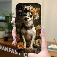 2026 nueva funda de teléfono esmerilada, funda de teléfono con diseño de perro chihuahua con flores y fondo vintage para iPhone 17 14 13 12 11 Pro Max Plus  Galaxy S23 S22 S21 S20 Ultra con protector de teléfono de arte floral elegante, funda de teléfono para pareja, regalo para novio o novia, San Valentín, cumpleaños, aniversario - Blanco antiguo - Ver 5