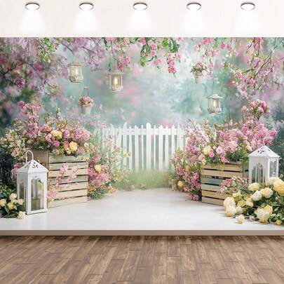 2D Flat Banner 1 Piece, Spring Dream Garden Background Decoration - Perfect For Portrait Photography, Party Decoration, Suitable For Weddings, Bridal Parties, Birthdays, Indoor/Outdoor Decoration, Home, Garden, Courtyard Decoration, Universal Theme, Birthday Decoration