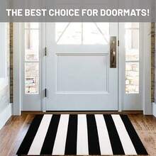 IOHOUZE Black White Striped Rug -27.5\ X 43\ Front Door Mats Outdoor,Washable Rug For Front Porch Decor,Spring Summer Welcome Mats Outdoor Indoor, Doormat For Farmhouse/Entryway/Home Entrance,One-Size,BlackWhiteStripe24inchx38inchRectangular - BlackWhiteStripe24inchx38inchRectangular - View 10