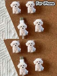 2/4/8pcs Cartoon Puppy & Owl Pattern Cable Protector, Cute & Fashionable Saver, Acrylic Material, Protect Charging Head, Earphone, Phone Cables From Breaking, Extend Data Cable Lifespan, Compatible With Android Type-C/Apple 20W Fast Charging Cable - Multicolor - View 13