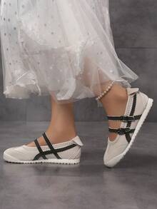 Zapatos de estilo Mary Jane versátiles de moda para mujer, zapatos de estilo ballet, cómodos y ligeros con doble hebilla, cómodos y dulces mocasines casuales - Albaricoque - Ver 3
