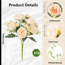 1/2/4/8/12 Packs Peonies Artificial Flowers, Mixed Pink Artificial Peonies, Silk Peonies Flowers Fake Peonies Artificial Flowers Peonies Bouquet For Centerpiece Table Wedding Party Home Decor - 黃色 - 查看 10