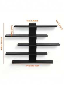 Multi-Layer Wall-Mounted Storage Rack, Made Of Fiberboard, Multi-Functional Display Shelf, Suitable For Office And Home Decor, Ideal For Displaying Figurines And Ornaments, Both Stylish And Practical. - Black - View 6