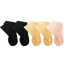 5 Pairs Summer Woman Lace Flower Hollow Out Hosiery Breathable Cool Tulle Transparent Invisible Ruffle Socks Ladies - Multicolor - View 13