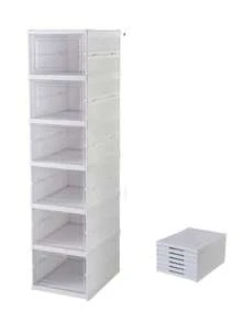 1pc Foldable Plastic Shoe Rack, Collapsible Shoe Organizer, Wardrobe Shoe Storage Box, Space-Saving, Large Sturdy Stackable Sports Shoes Storage Container, Easy Installation