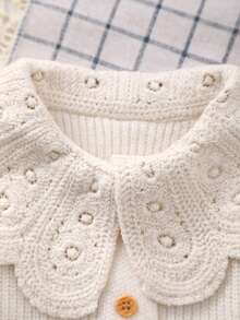 Áo len cardigan cổ ren trắng thêu đan cho bé gái, thích hợp mặc thường ngày hoặc đi chơi - trắng - Xem 2