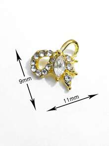 10pcs Sparkling Bow-Knot Rhinestone Nail Art Decorations, 3D Hollow Metallic Butterfly Nail Jewelry DIY Accessories Suitable For Girls And Women