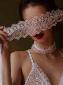 1pc Black Lace Veil Mask, Hollow Out Eye Mask, Cute Lace Face Mask For Halloween, Christmas, Thanksgiving Party, Masquerade - Multicolor - View 5