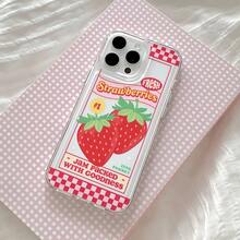Funda Transparente de TPU Suave con Diseño de Fresa para iPhone 17, 16e, 16, 15, 14, 13, 12, 11 Pro Max, Plus - Color mezclado 1-1136 - Ver 8