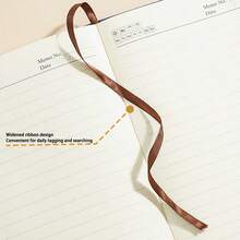 1 Hardcover Notebook, Faux Leather Cover With Embossed Sun & Moon Pattern, A5 Size, 200 Pages Lined Paper, Includes Pen Holder, Elastic Closure, Ribbon Bookmark, 180° Lay-Flat Design, For Office, Study, Note-Taking - Multicolor - View 5