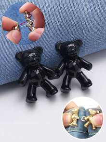 2pcs Bear Pattern Pants Sewing Buttons Jeans Buttons, No Sewing Removable Bear Waist Buckle Pants Waist Change Artifact Bear Buckle Skirt Buckle Decorative Buckle, Waist Change Artifact Pants Button, Adjustable Belt Button - Multicolor - View 7
