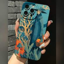 2026 nueva funda de teléfono esmerilada, funda de teléfono con diseño de arrecife de coral y plantas tropicales para  17 14 Pro Max,  17 13,  17 12, protector de teléfono  Galaxy S23 S22 S21, funda de teléfono para parejas, regalo para novio y novia, presente de vacaciones - Blanco antiguo - Ver 3