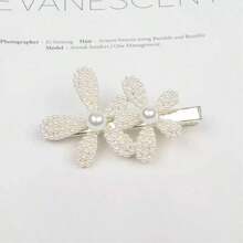 バレッタ 髪飾り ヘアピン 髪留め ヘアークリップ ヘアアクセサリー ヘッドドレス 花 成人式 パーティー 結婚式 入学式 卒業式 - ホワイト - チェックする 2