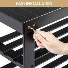 3-Tier Seamless Top Bamboo Shoe Rack - Sturdy Space-Saving Shoe Organizer For Entryway Hallway Closet Bedroom Use - Mặc định - Xem 9