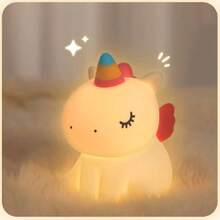Lámpara de silicona fantasma, luz de silicona creativa Wizard, lámpara de noche recargable, luz nocturna regulable con temporizador de 30 minuto, adecuada para niños (Unicornio),36985913 - Rojo y blanco - Ver 1