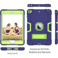 Funda para iPad Mini 4 para iPad Mini 5 Funda para iPad Mini Retina de 7,9 pulgadas, Carcasa Case Estuche Funda protectora resistente a prueba de golpes, delgada y resistente con soporte incorporado para iPad Mini 4/5-Azul marino amarillo verde,36999907 - Celeste - Ver 2