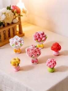 Bó hoa nhựa mini kiểu ngẫu nhiên, tượng hoa hồng, hoa tulip, hoa hướng dương, trang trí bàn làm việc, văn phòng, phòng ngủ, phòng khách, phụ kiện tiểu cảnh terrarium, vật trang trí chất lượng cao đa năng, tiết kiệm không gian. - Nhiều màu - Xem 2