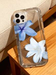 Summer Floral Blue Lily Transparent Phone Case, Compatible With IPhone 16/11/12/13/14/15/15 Pro/15 Plus/15 Pro Max/7 Plus/8 Plus/X/Xs Max/Xr/11 Pro/12 Pro/13 Pro/14 Pro/12 Mini/13 Mini/11 Pro Max/12 Pro Max/13 Pro Max/14 Pro Max/14 Plus/6/6s/6 Plus/7/8/16 Pro/16 Plus/16 Pro Max/SE, And Galaxy A54/A14/A12/A13/A15/A32/A33/A24/A52S/S20/S21/S22/S23/S24/S23 Plus/S24 Ultra/S25/A15/A33/A23, Waterproof, Shockproof, Anti-Fall, Anti-Scratch - Multicolor - View 3
