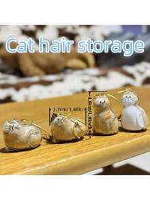 1个猫毛纪念胶囊，可悬挂旋转，可爱猫形密封宠物毛发收纳罐，DIY纪念吊坠礼物，适合爱猫人士和宠物主人，情感购物者之选，简约展示，透明材质，附赠香味猫毛饰品，宠物主人珍藏回忆的必备之选