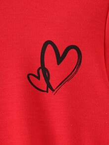 Váy dài tay cổ tròn in hình trái tim, viền lưới nhung dành cho bé gái ngày lễ tình nhân - Đỏ - Xem 4