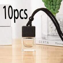 10pcs Customized Text Rectangular Glass Perfume Bottles, Square Shaped Car Fragrance Bottle Empty, Car Accessories