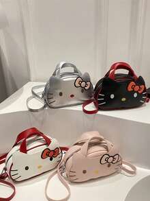 Bolsa Mini Sanrio Hello Kitty Primavera/Verão 2025 - Design de Desenho Animado Fofo, Couro Lacado Brilhante, Moda e Estiloso, Adequado para Adolescentes e Mulheres Jovens. Multifuncional 2 em 1, Pode Ser Carregada na Mão ou Usada Transversal. - Multicolorido - Visão 1