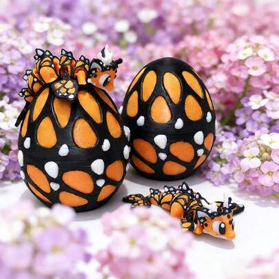 3D打印可爱蝴蝶龙及龙蛋模型塑料摆件桌面装饰雕塑摆件，节日及生日礼物