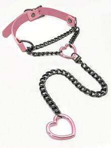 1pc Punk Gothic PU Leather Fashion Necklace, Suitable For Daily, Festival, Party Outfit Decoration, Halloween Choker Necklace - Gothic Punk Necklace - View 10