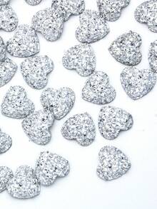 100/50pcs Heart-Shaped Flat Rhinestones, Resin Crystals, Suitable For DIY Crafts, Bags, Clothing Decoration (12mm) - Heart Silver - View 5