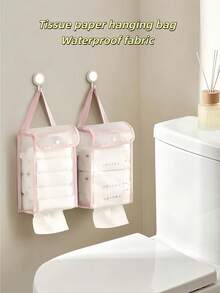 1pc Transparent Large Capacity Hanging Tissue Box, Suitable For Bathroom - Can Also Be Used To Store Clothes, Dorm Supplies And Household Essentials. Waterproof Shower Storage Bag (Pink, Upgraded Version)
