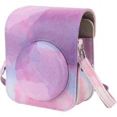 Funda Protectora para Mini Cámara Compatible con Mini 12, Bolsa de PU con Correa de Hombro Ajustable 13x11x6cm (Nube de ensueño),36981358