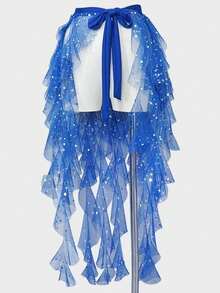 1 Piece Women's Belly Dance Hip Scarf Belt Skirt With Lace-Up Tassel Hem Wave Skirt - Multicolor - View 18