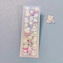 1pc Cute Rabbit Series Stickers, Rainbow Rabbit & Metallic Glitter, Suitable For K-Pop Fandom, Diary Decoration, And Daily Use - Multicolor - View 12