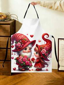 3D Printed Apron, Valentine's Day Pattern Apron, High Quality, High Resolution, Durable, Decorative Apron, Printed Fabric Decor Prop, Waterproof, Unisex Apron, Baking Accessory, Girls' Apron, Women's Valentine's Day Apron, Household Kitchen Supplies, Valentine's Day Gift, Women's Kitchen Apron - Multicolor - View 1
