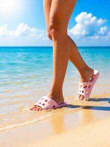 女士家居拖鞋，新款夏季防滑家居凉鞋 - 粉色 - 查看 4