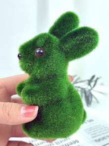 Easter Rabbit Green Foam Flocked Realistic 3D Moss Rabbit Craft Ornament, Garden Decor - Multicolor - View 4