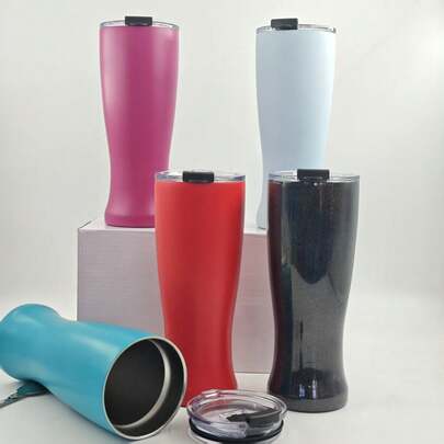 1 pieza, Taza de viaje de acero inoxidable con aislamiento al vacío de 600ml con tapa de botón, adecuada para café, té y agua - Perfecta para todas las estaciones, igual de cómoda en la oficina o el gimnasio.