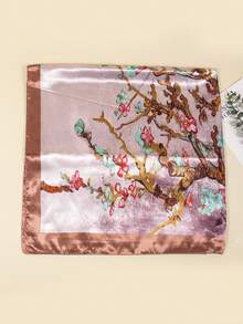 1 chiếc khăn lụa in họa tiết mùa xuân/hè mới dành cho nữ, dài 90cm, kiểu dáng bandana & khăn vuông, phụ kiện tóc, băng đô, dây buộc tóc, khăn trùm đầu, phụ kiện thời trang, vòng cài tóc, kiểu abaya, phù hợp cho kỳ nghỉ biển và cuộc sống hàng ngày, giúp tôn lên vẻ ngoài của bạn. - màu nâu - Xem 3