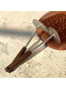 1pc Stainless Steel Potato Masher With Wooden Handle, Handheld Potato Masher, Multi-Function Food Masher For Pumpkin, Sweet Potato, Potato And Other Vegetables, Cooking Tool For Teenagers And Kitchen, Lightweight Kitchen Gadget - Multicolor - View 7
