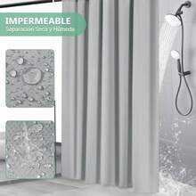 KTMOUW Cortina de Baño, Cortinas de Ducha 180x180cm Impermeable, Tela Lavables con 12 Ganchos Plegable Secado Rápido Cortinas para Duchas de Baño y Bañeras,(Gris) - Multicolor - Ver 4
