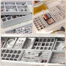 Christmas Velvet Jewelry Box | Multipurpose Storage For Rings, Earrings, Necklaces, Bracelets - Includes Removable Dividers And Filling Tray, Ideal For Students And Gifting, Jewelry Trays - Multicolor - View 8