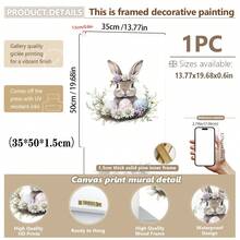 1PC Canvas Wall Art_Nursery Decor Printed Rabbit Burrow Motif, Watercolour Easter Art, Rabbits With Flowers, Spring Blossoms, Farm Animals, Easter Egg Design, Rabbit Garland - Framed Nursery Wall Art Perfectly Suited For Children's Room Decor, Playroom Decor Children's Room Decor Nursery Decor Daycare Decor Girls' Bedroom Girls' Room Decor Children's Room Decor Boys' Bedroom Boys' Room Decor Girls' Bedroom Decor