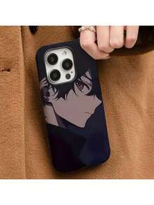 Perfil masculino de anime La funda de teléfono desmontable 2 en 1 para iPhone 16/15/14/13/12/11 Pro Max Plus presenta una carcasa dura mate con patrones únicos y es una excelente opción para regalos de novio/novia. - Blanco - Ver 4