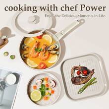 5pcs /7pcs/24 Pcs Pots And Pans Set Non Stick, Ceramic Cookware Set With Detachable Handles, Healthy Induction Cookware Oven RV Kitchen Set - Đen 7 chiếc - Xem 2