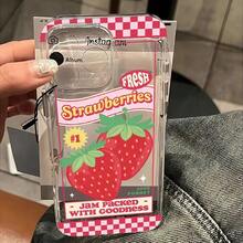 Funda Transparente de TPU Suave con Diseño de Fresa para iPhone 17, 16e, 16, 15, 14, 13, 12, 11 Pro Max, Plus - Color mezclado 1-1136 - Ver 5