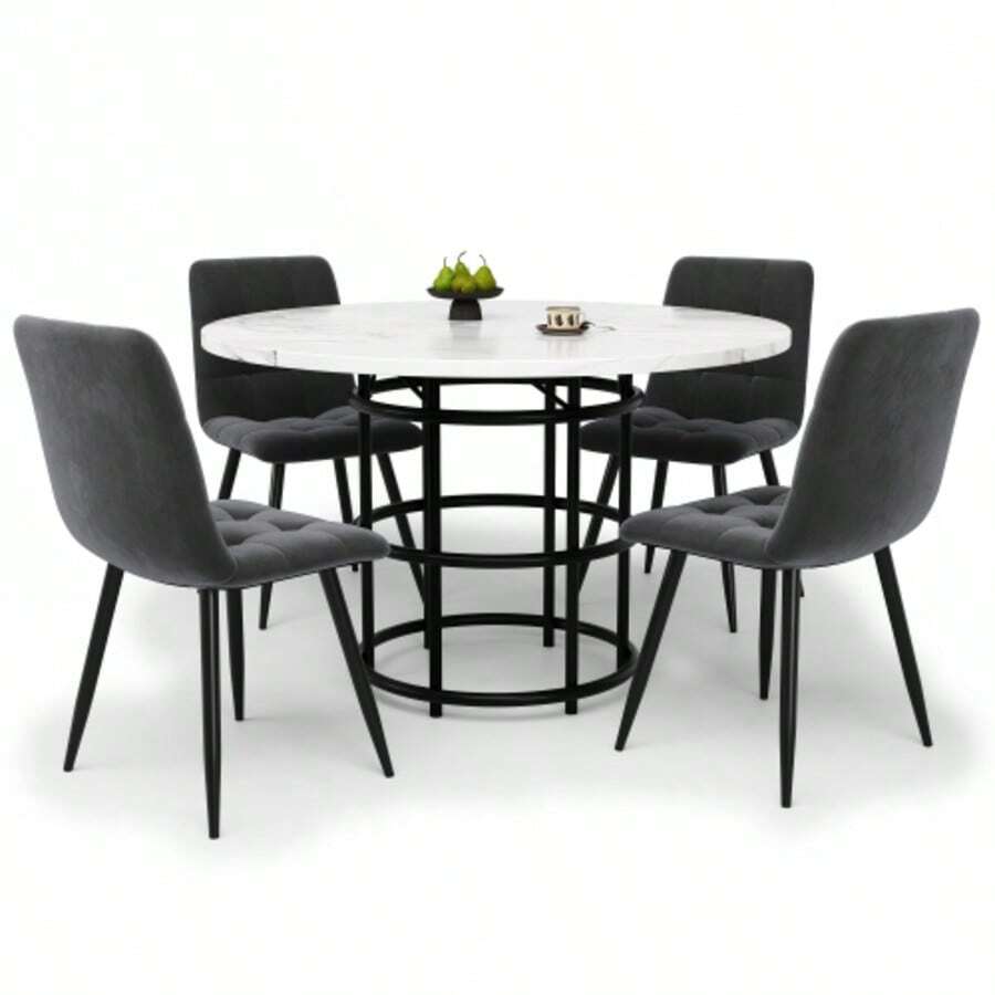 Dining Table & Chair Sets - Black and White - View 1